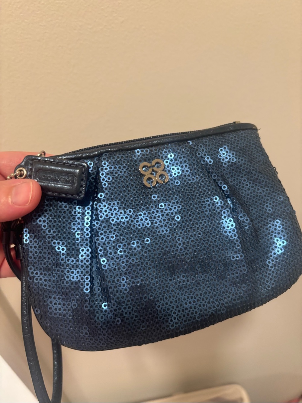 Blue Sequin Wristlet Clutch - Coach